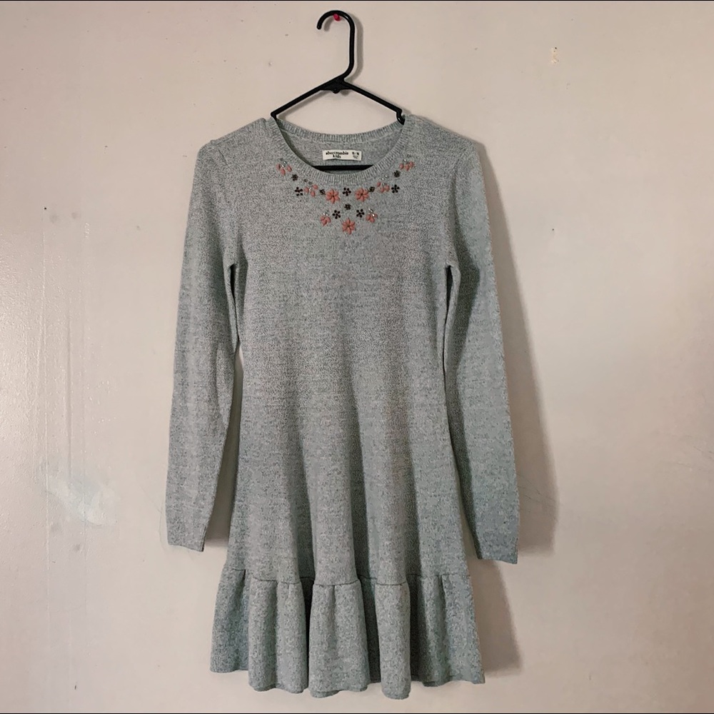 NWT Abercrombie Beaded Gray Sweater Skater Dress